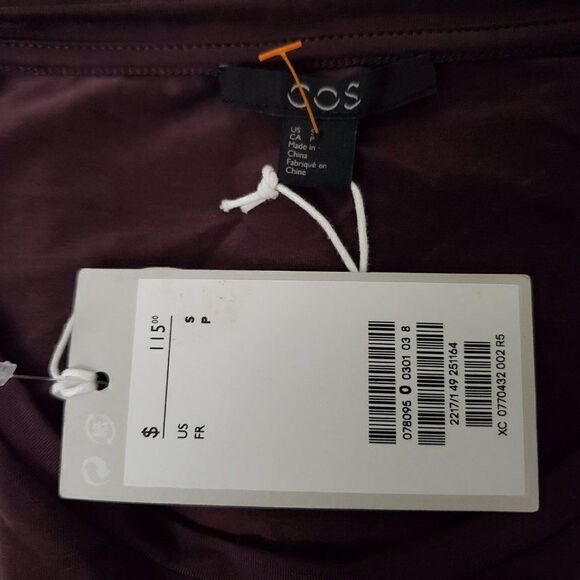 𝅺COS mahogany Brown Deep Plum Long Sleeve Stretch Top sz S NEW - Picture 5 of 7